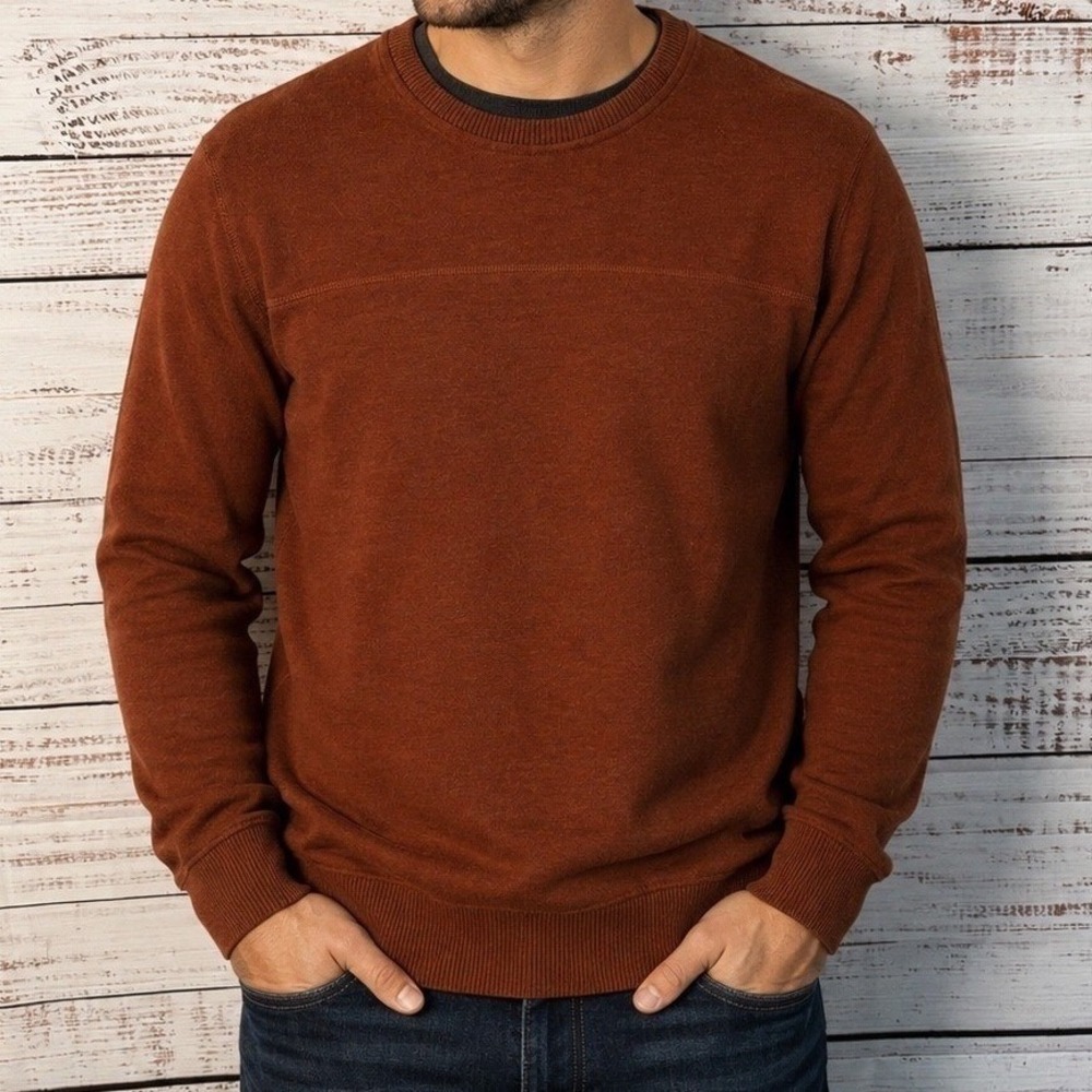 Arrow‎ Men's Crewneck Sweatshirt Brown Fleece Pullover Size Medium